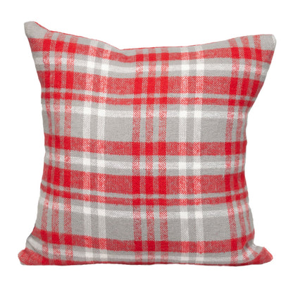 16" Red and White Plaid Cotton Throw Pillow FurniFindUSA