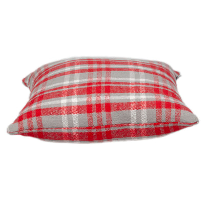 16" Red and White Plaid Cotton Throw Pillow FurniFindUSA
