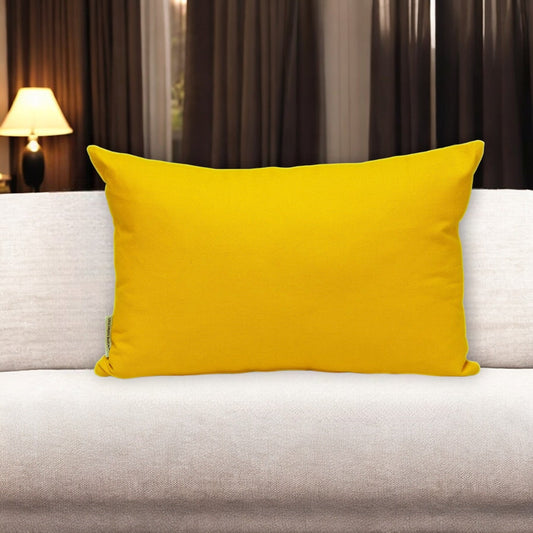 12" X 18" Yellow Cotton Lumbar Throw Pillow FurniFindUSA