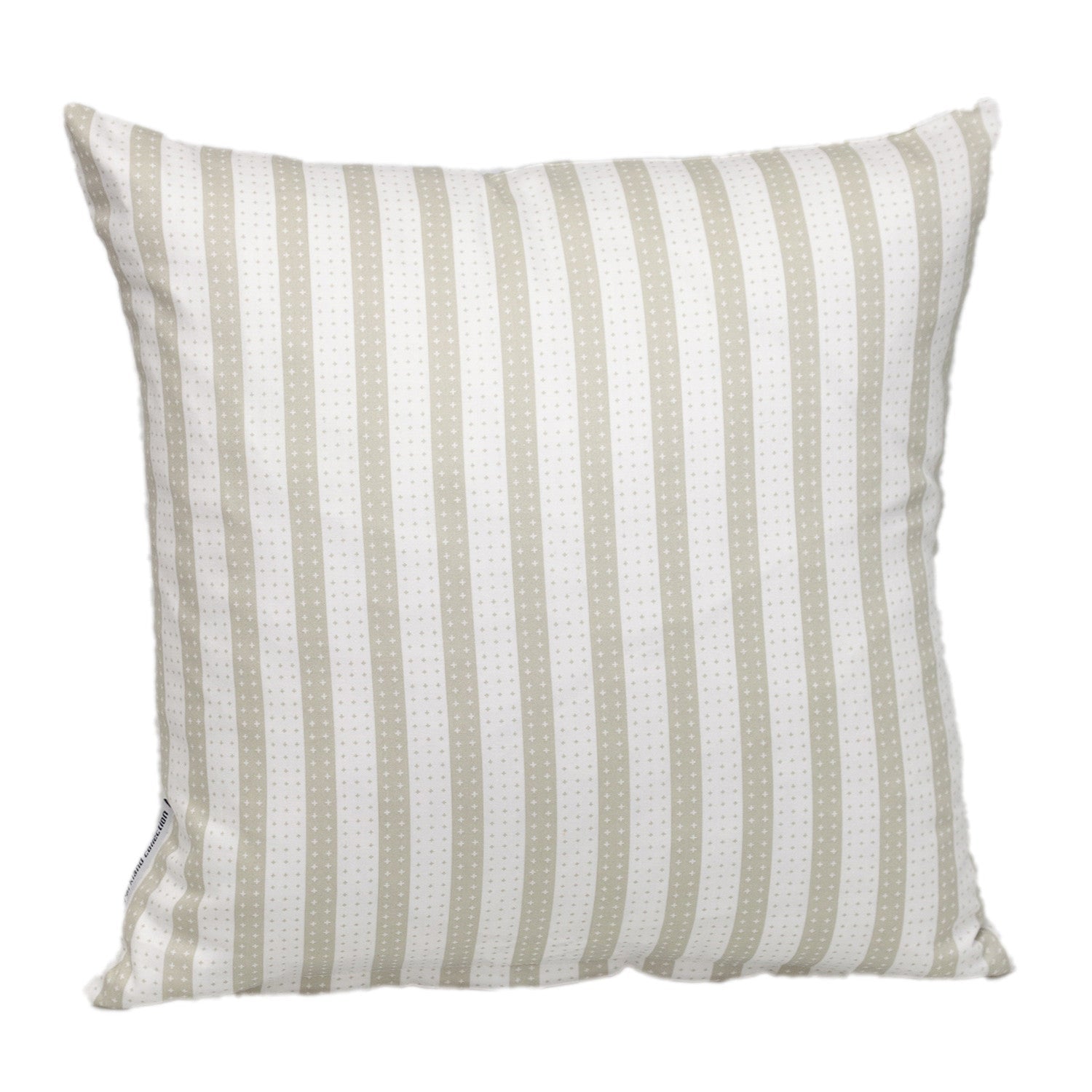 16" Taupe and White Striped Cotton Throw Pillow FurniFindUSA
