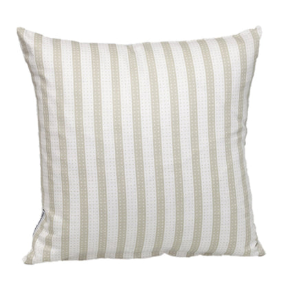 16" Taupe and White Striped Cotton Throw Pillow FurniFindUSA