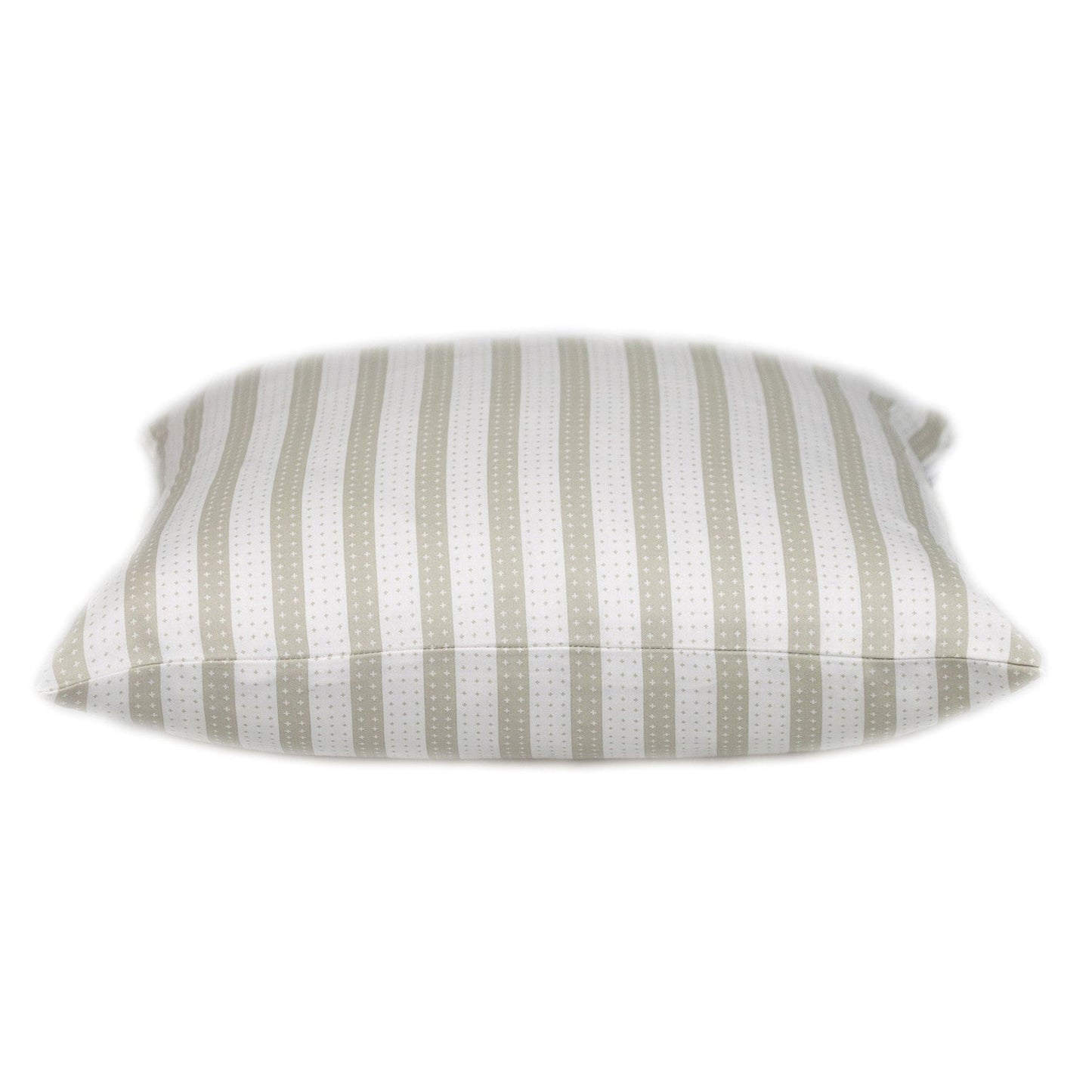 16" Taupe and White Striped Cotton Throw Pillow FurniFindUSA