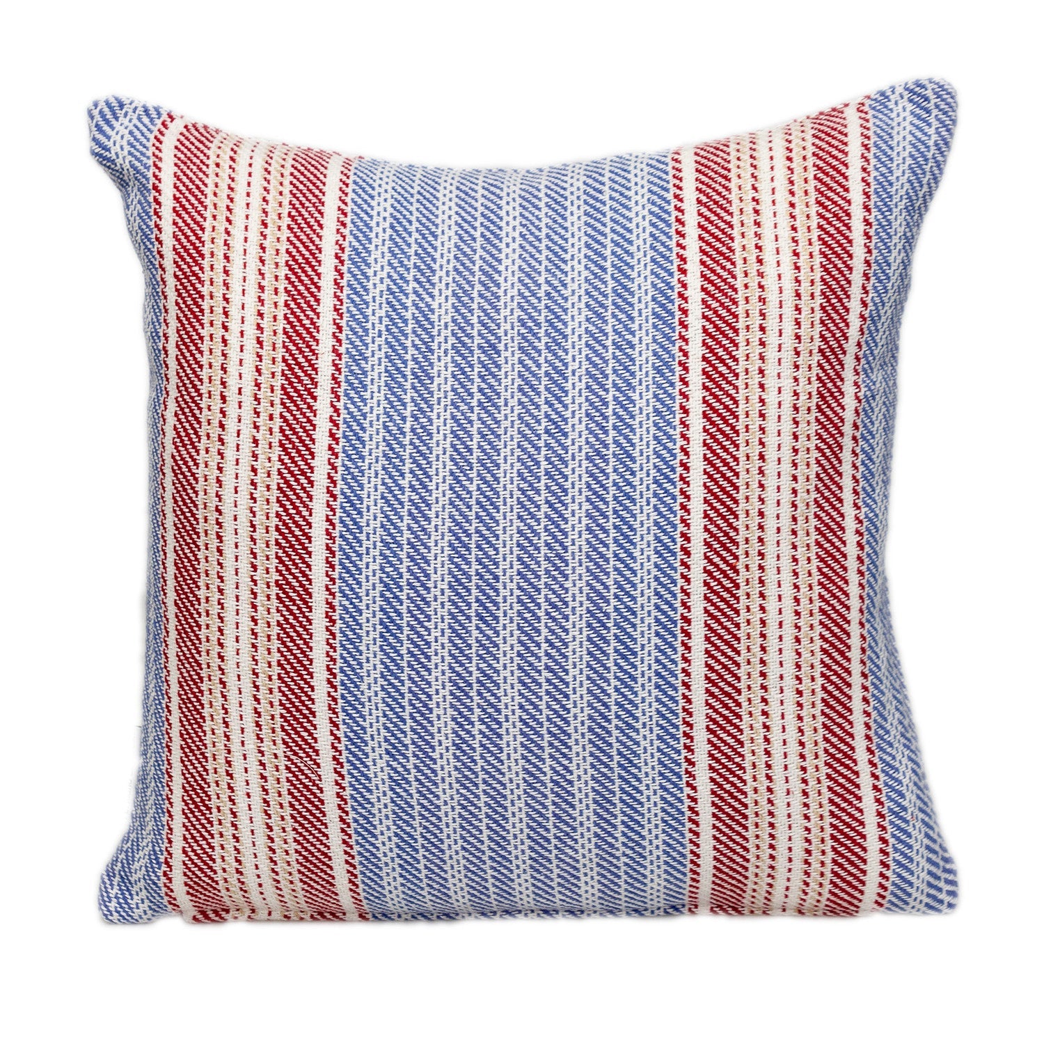 16" Blue and Red Striped Cotton Throw Pillow FurniFindUSA