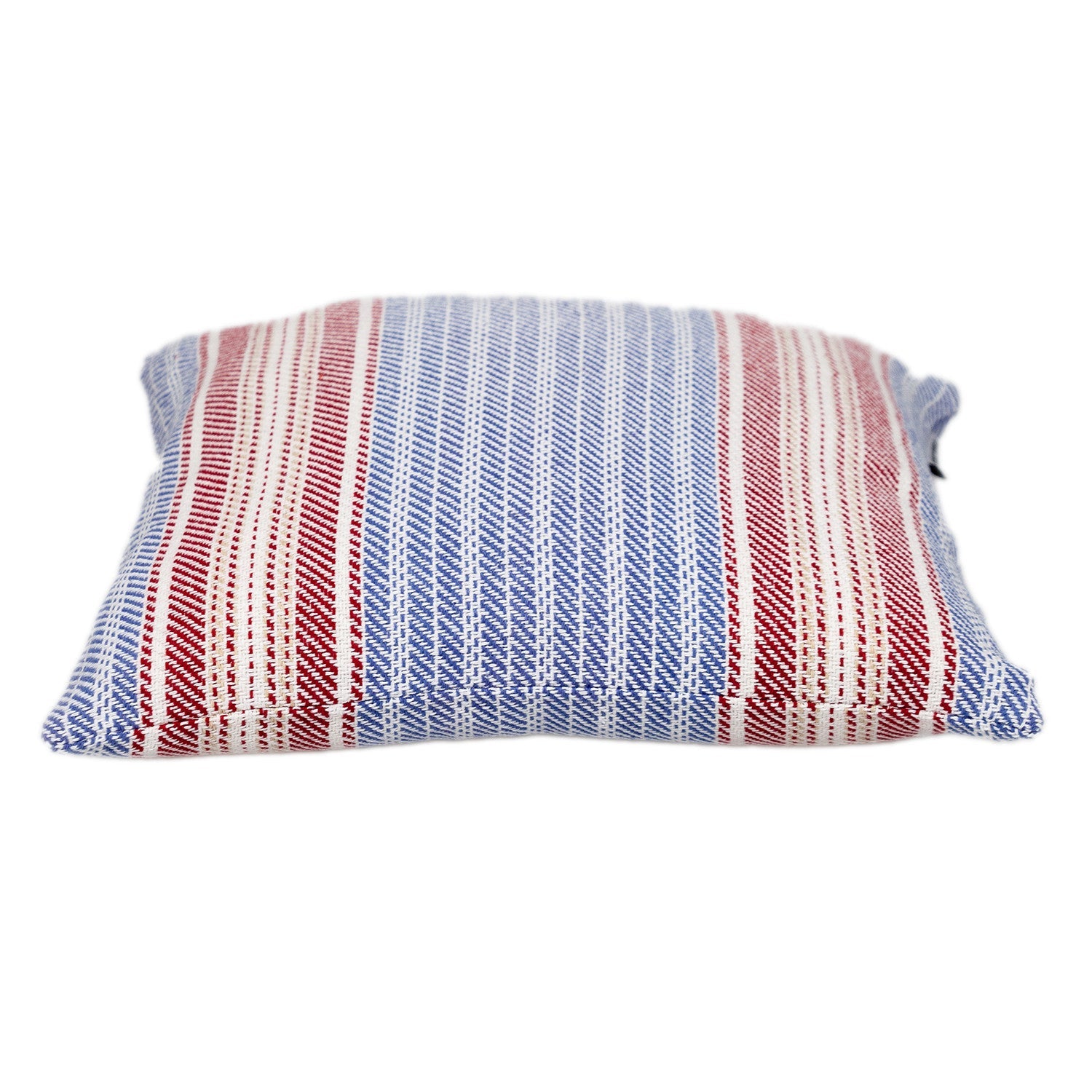 16" Blue and Red Striped Cotton Throw Pillow FurniFindUSA