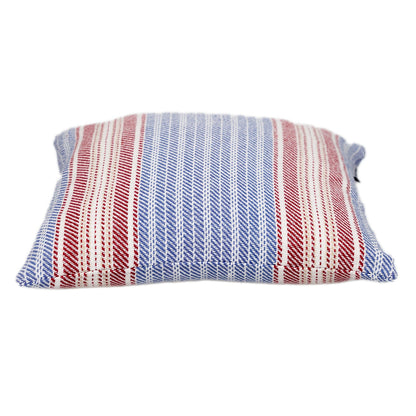 16" Blue and Red Striped Cotton Throw Pillow FurniFindUSA