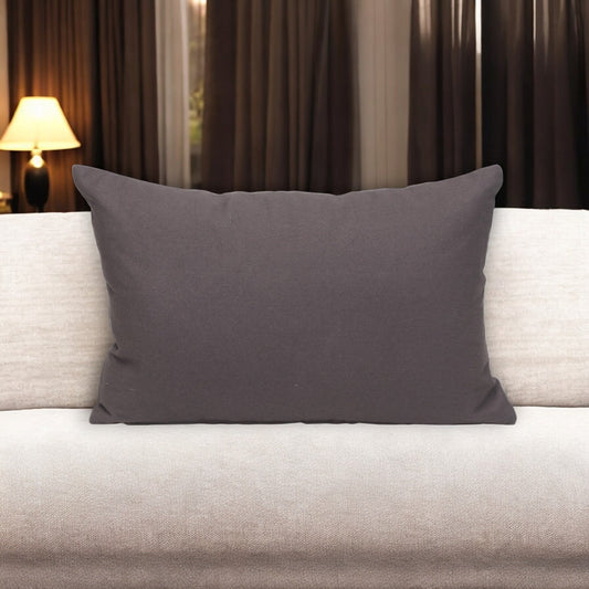 12" X 18" Gray Cotton Throw Pillow 7.0" (L) x 18.0" (W) x 12.0" (H) FurniFindUSA