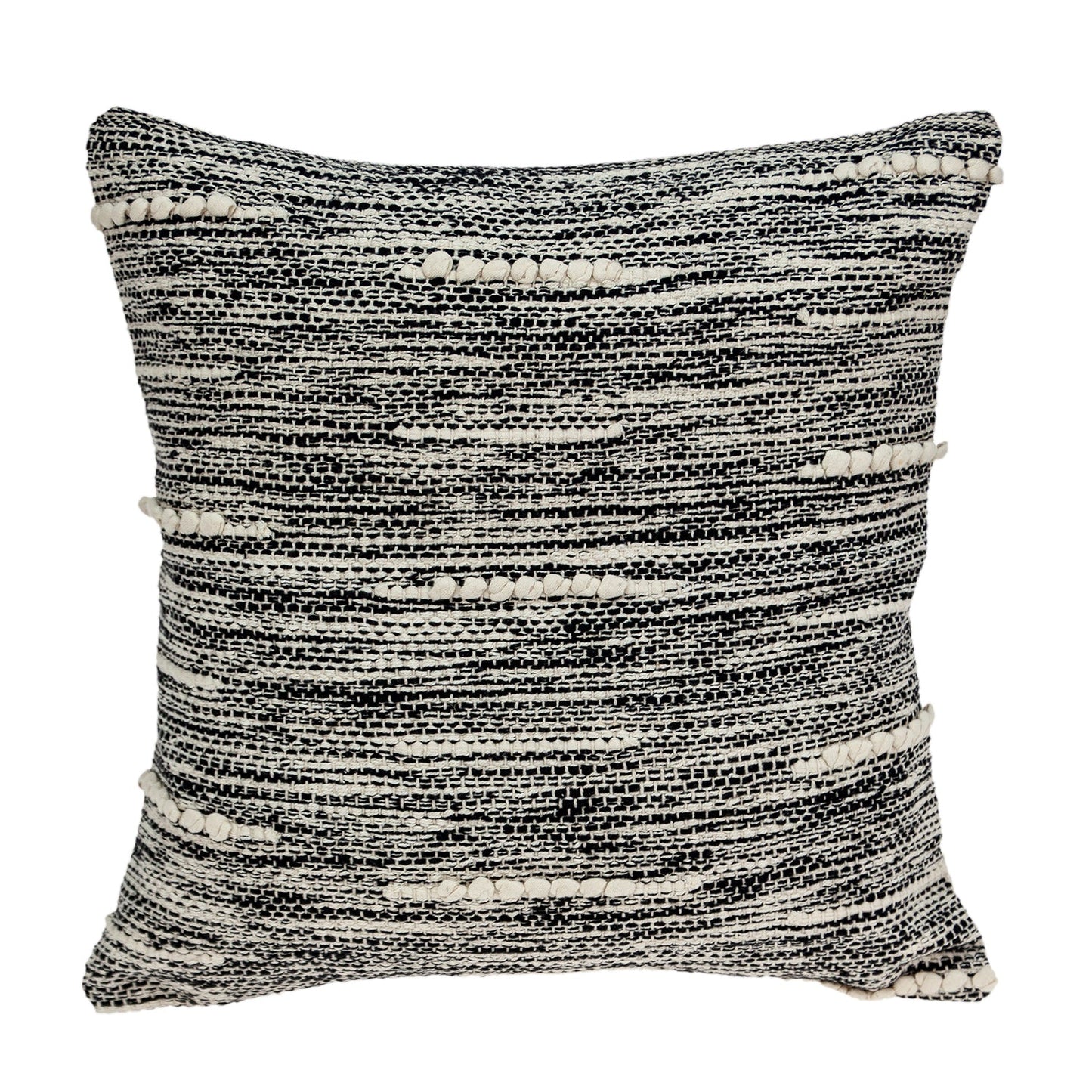18" Beige and Black Striped Cotton Throw Pillow FurniFindUSA