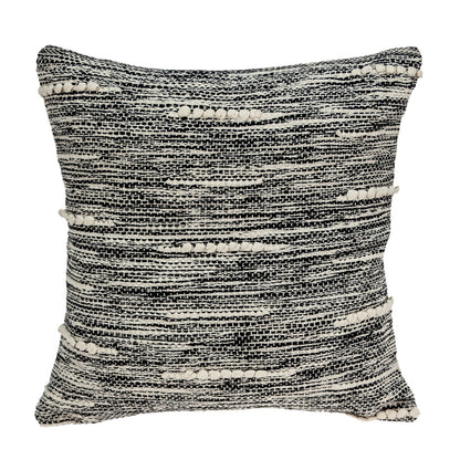 18" Beige and Black Striped Cotton Throw Pillow FurniFindUSA