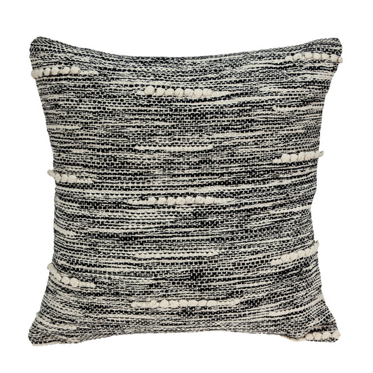 18" Beige and Black Striped Cotton Throw Pillow FurniFindUSA