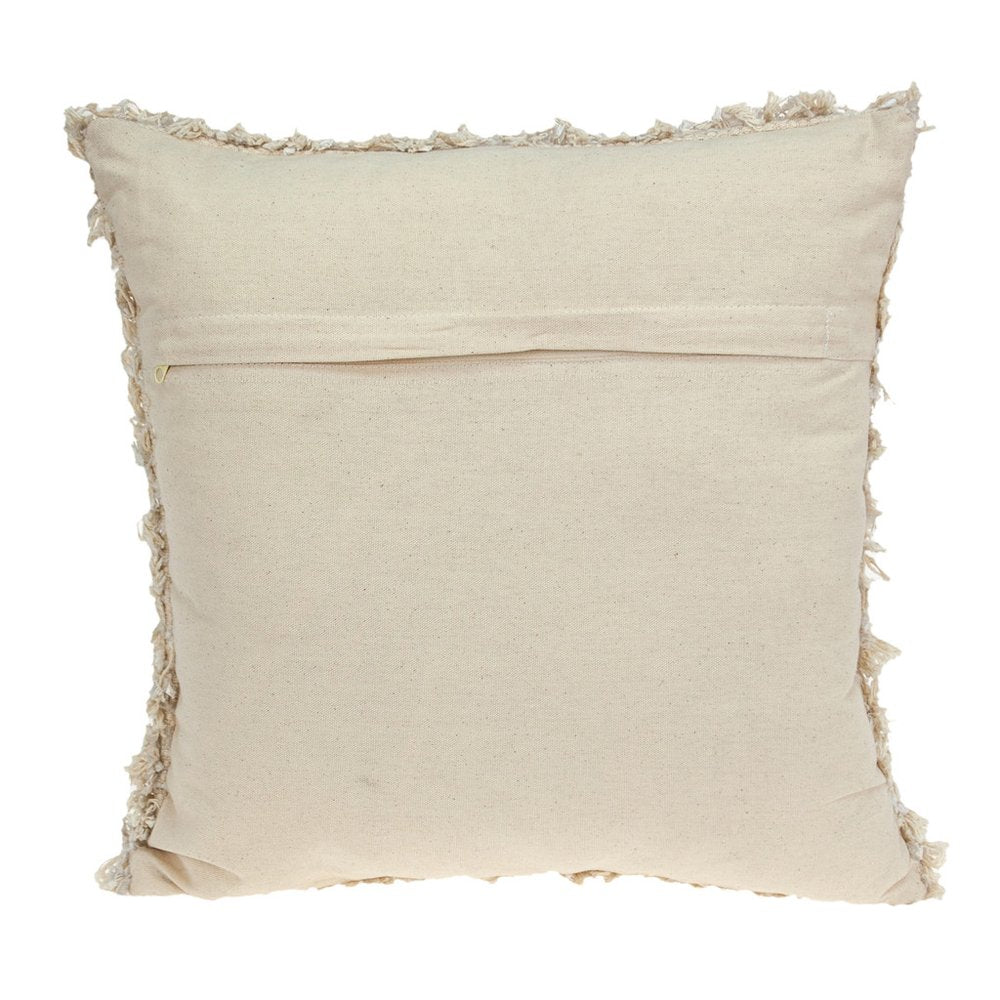 18" Beige Throw Pillow With Shag — view 2