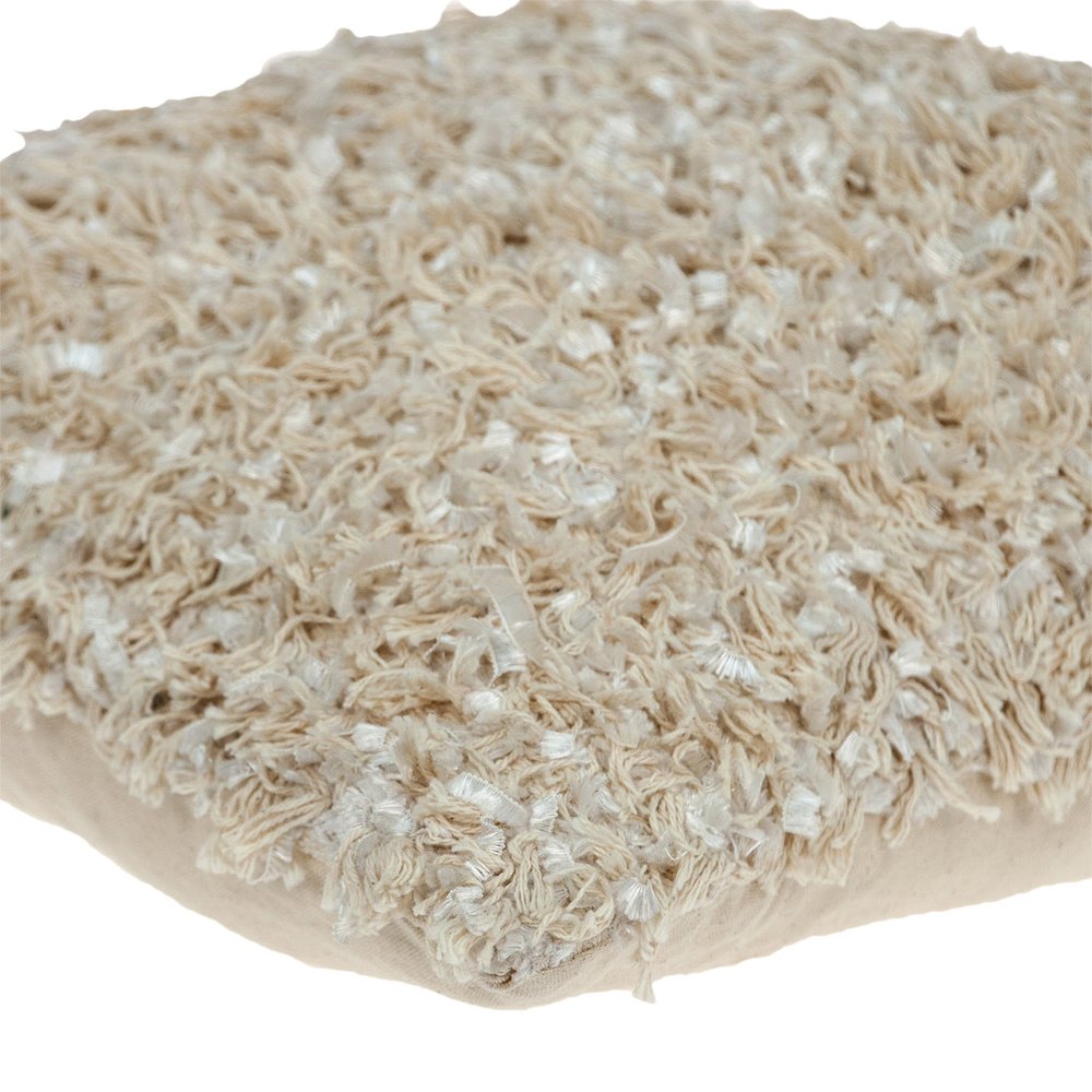 18" Beige Throw Pillow With Shag — view 4