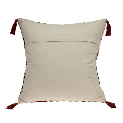 20" Red and Black Striped Cotton Throw Pillow With Tassels FurniFindUSA