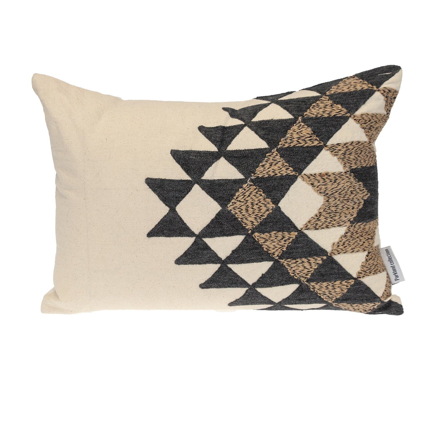 14" X 20" Beige and Black Geometric Cotton Throw Pillow FurniFindUSA