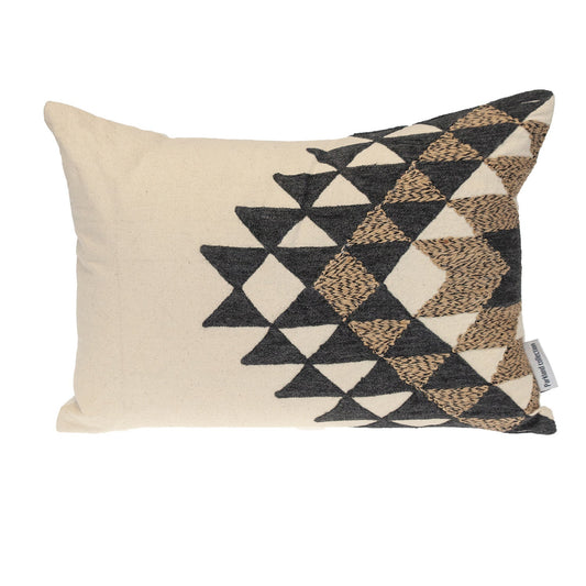 14" X 20" Beige and Black Geometric Cotton Throw Pillow FurniFindUSA