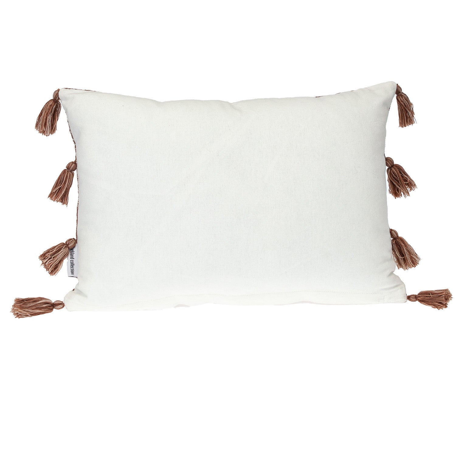 14" X 20" Beige and Brown Southwestern Cotton Throw Pillow With Tassels FurniFindUSA