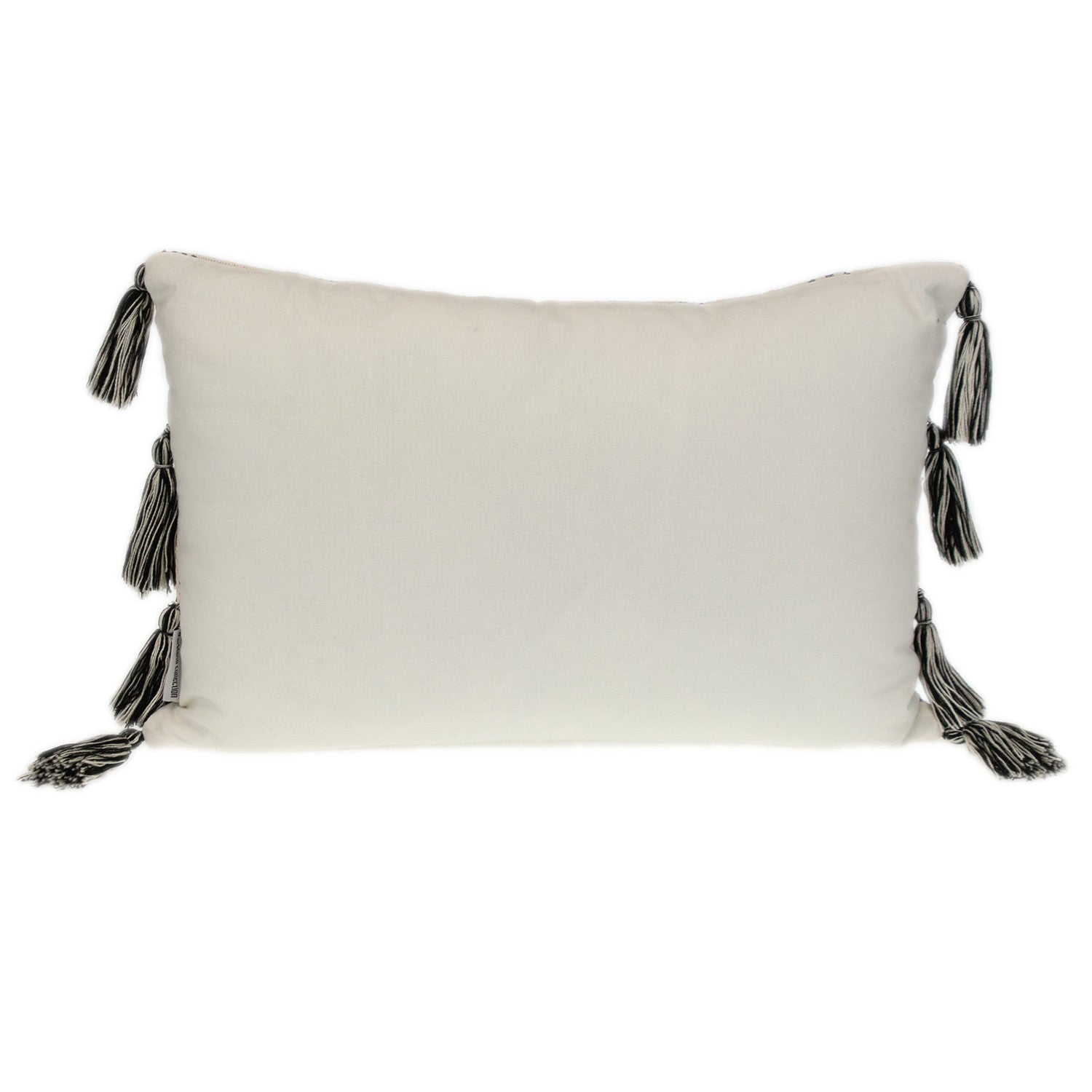 14" X 20" Beige and Black Southwestern Cotton Throw Pillow With Tassels FurniFindUSA
