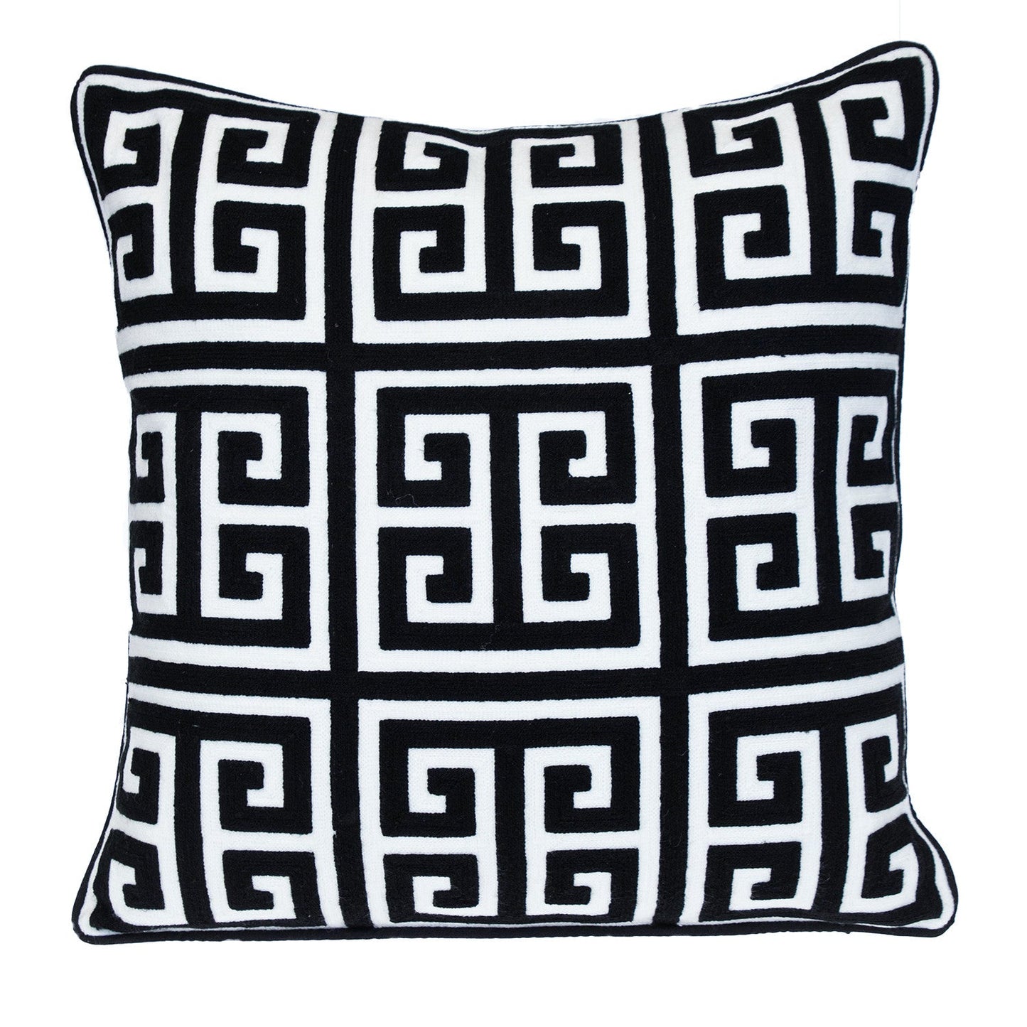 20" Black and White Interlocking Cotton Throw Pillow FurniFindUSA