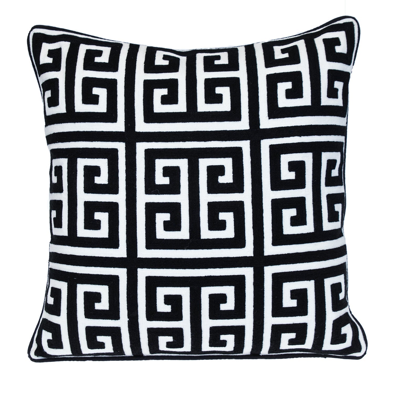 20" Black and White Interlocking Cotton Throw Pillow FurniFindUSA