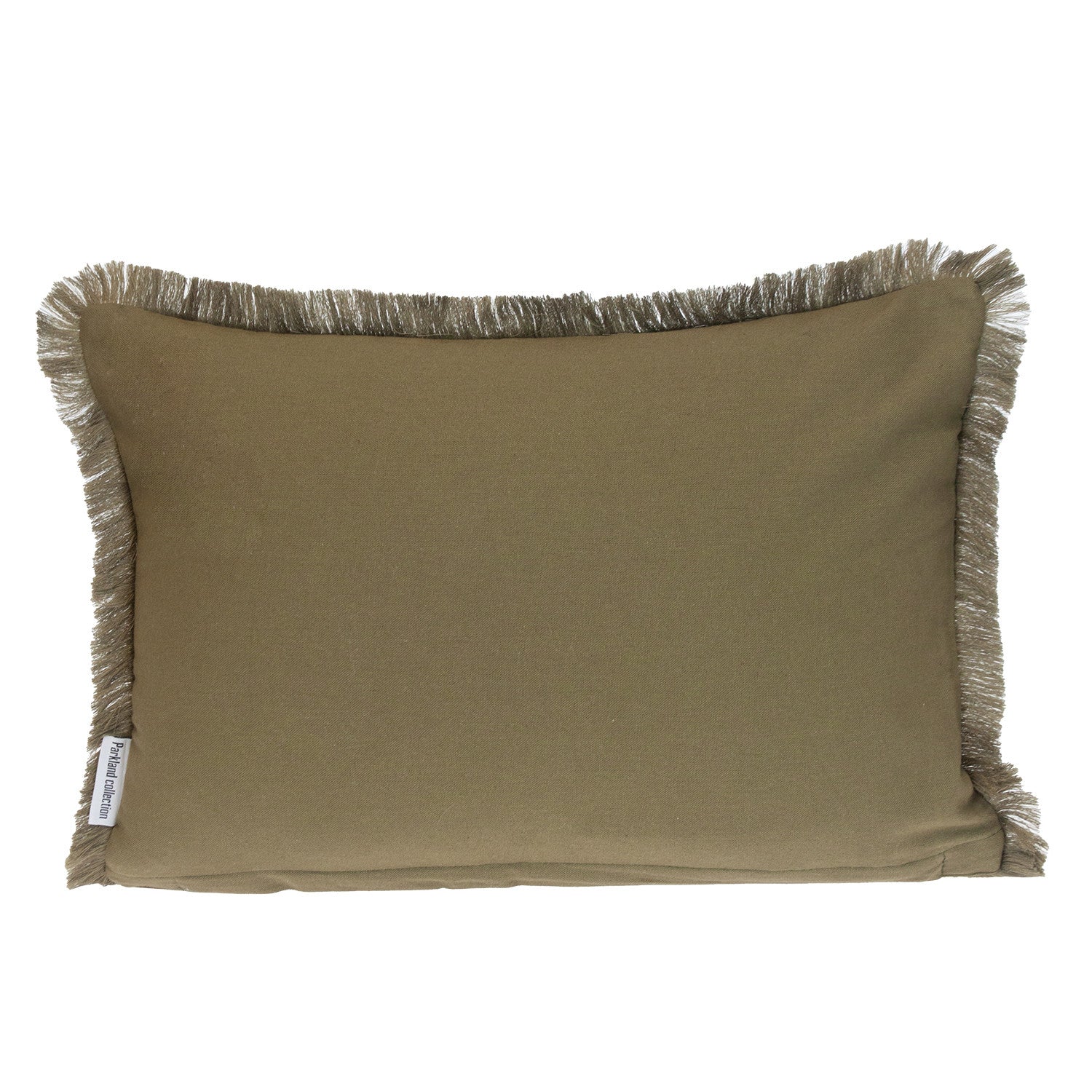 14" X 20" Green and White Striped Cotton Throw Pillow With Fringe FurniFindUSA