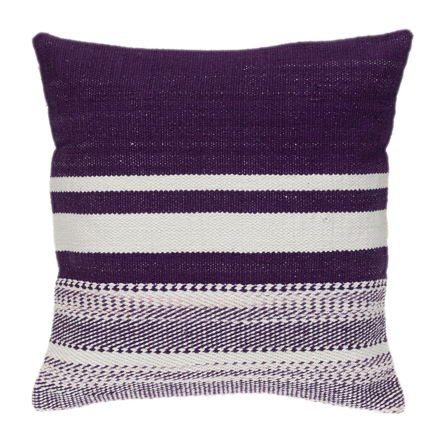 18" Purple and White Striped Cotton Throw Pillow