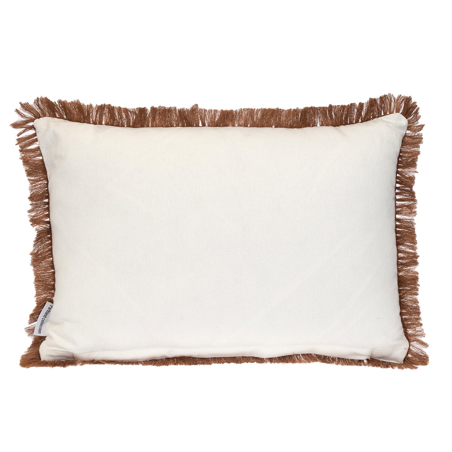 14" X 20" Brown and White Striped Cotton Throw Pillow With Fringe