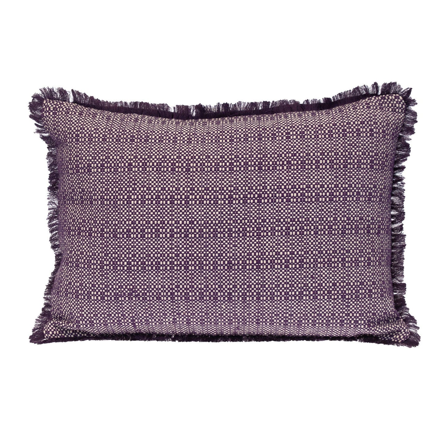 14" X 20" Purple and White Striped Cotton Throw Pillow With Fringe FurniFindUSA