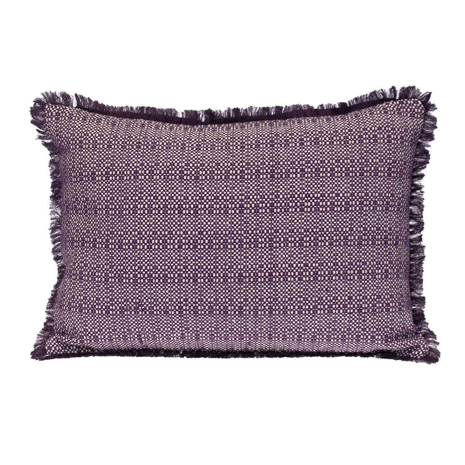 14" X 20" Purple and White Striped Cotton Throw Pillow With Fringe FurniFindUSA