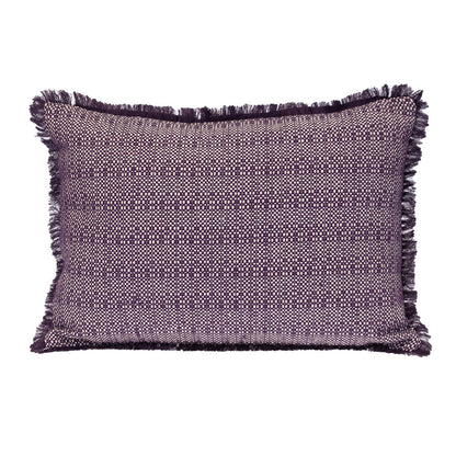 14" X 20" Purple and White Striped Cotton Throw Pillow With Fringe FurniFindUSA