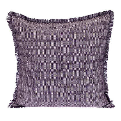 24" Purple and White Striped Cotton Throw Pillow With Fringe FurniFindUSA