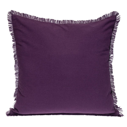 24" Purple and White Striped Cotton Throw Pillow With Fringe FurniFindUSA