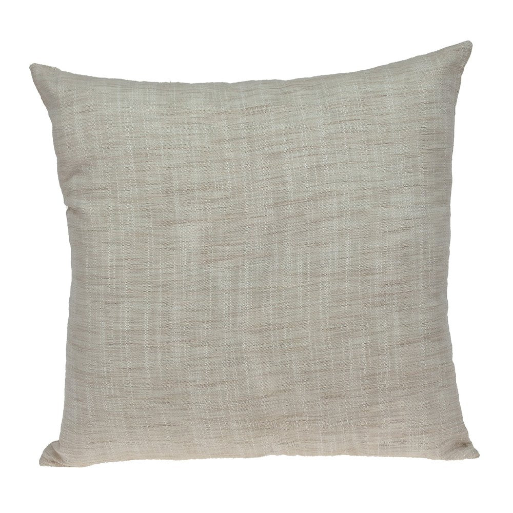 22" Beige and Blue Poly Cotton Blend Throw Pillow with Embroidery and applique — view 2