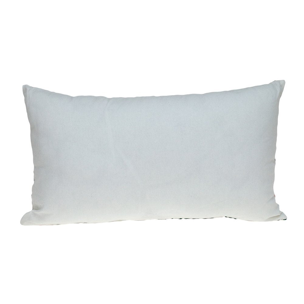 14" X 24" Brown and White Cotton Lumbar Throw Pillow with Embroidery — view 2