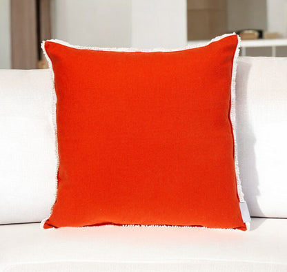 16" Orange Cotton Throw Pillow With Fringe FurniFindUSA