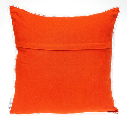 16" Orange Cotton Throw Pillow With Fringe FurniFindUSA
