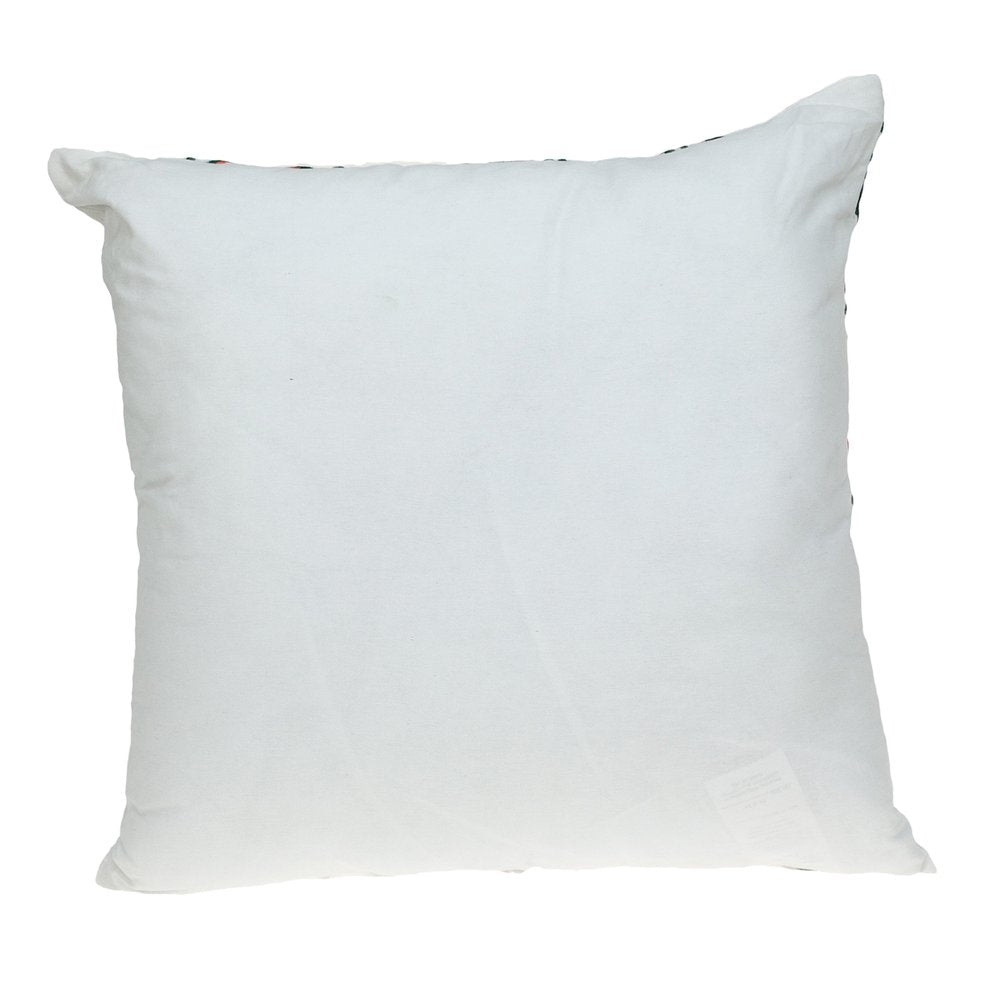 22" Green And White Floral Cotton Throw Pillow with Embroidery — view 2