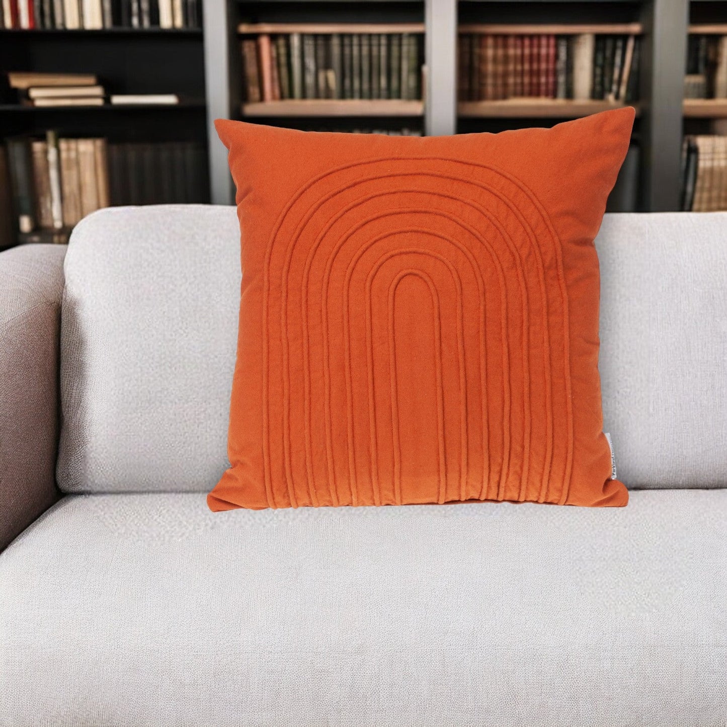 18" Orange Geometric Cotton Throw Pillow FurniFindUSA