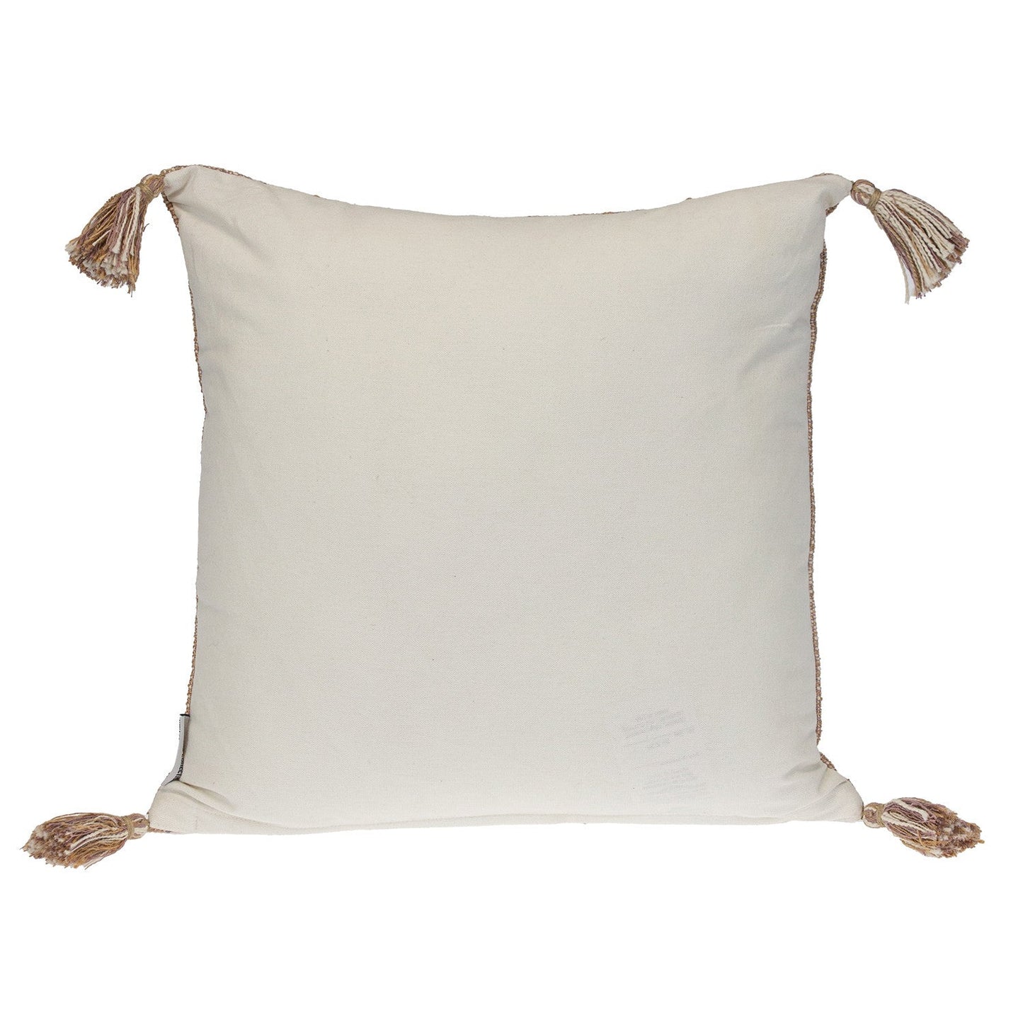 18" Brown and White Striped Cotton Throw Pillow With Tassels FurniFindUSA
