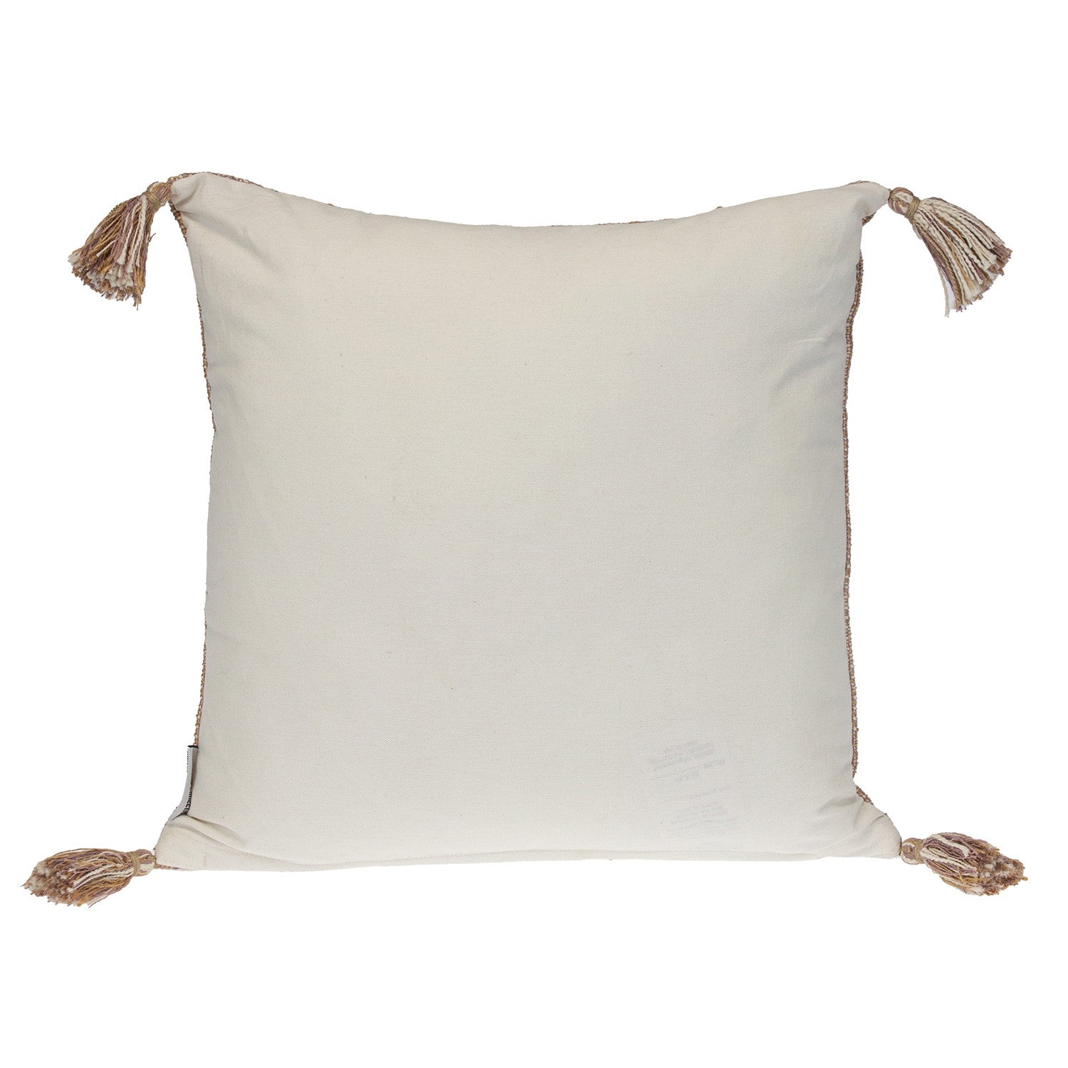 18" Brown and White Striped Cotton Throw Pillow With Tassels FurniFindUSA