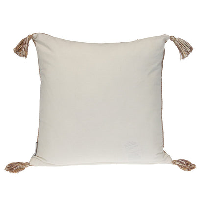 18" Brown and White Striped Cotton Throw Pillow With Tassels FurniFindUSA