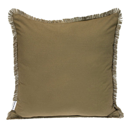 24" Green and White Striped Cotton Throw Pillow With Fringe FurniFindUSA