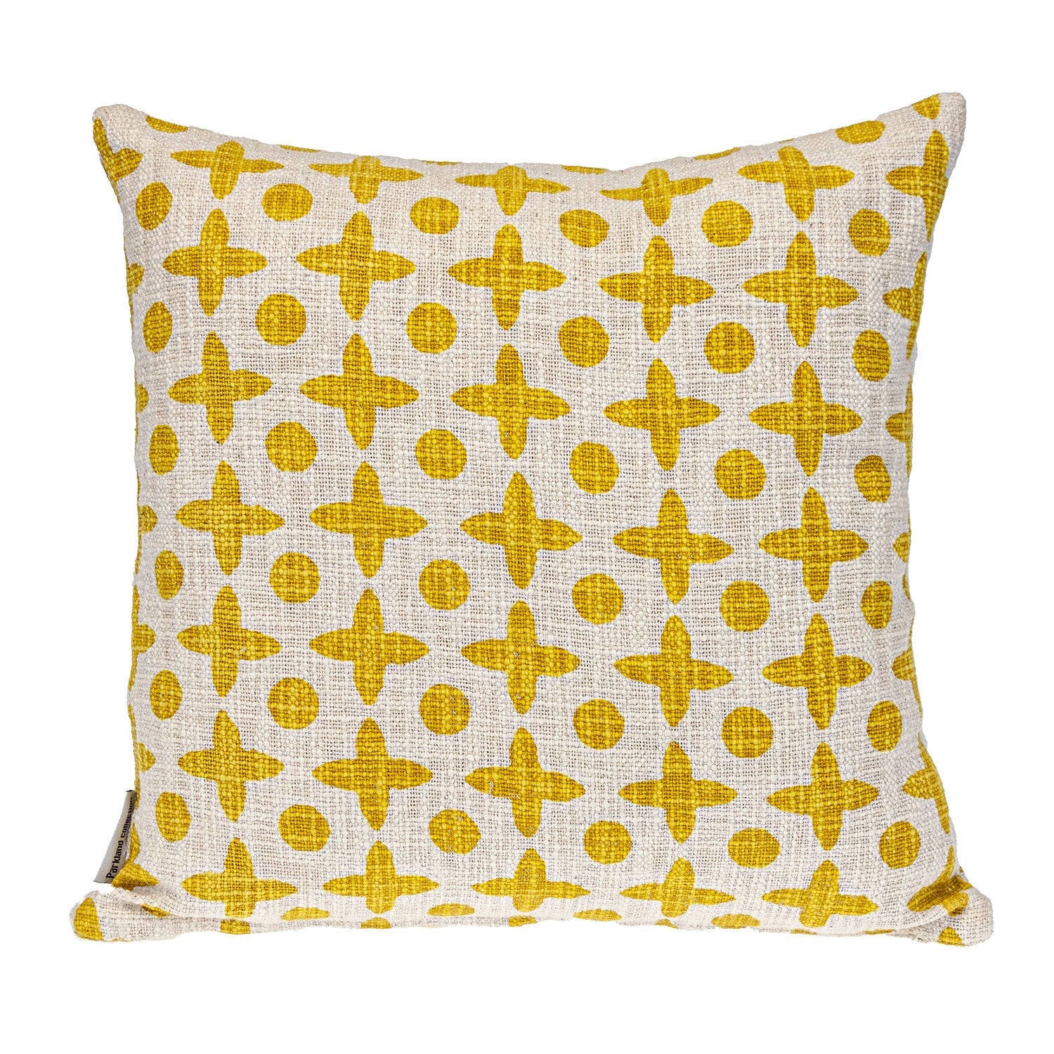 18" Yellow and White Geometric Cotton Throw Pillow FurniFindUSA