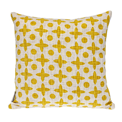18" Yellow and White Geometric Cotton Throw Pillow FurniFindUSA