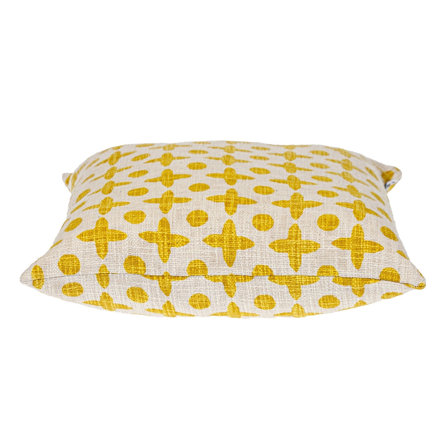 18" Yellow and White Geometric Cotton Throw Pillow FurniFindUSA