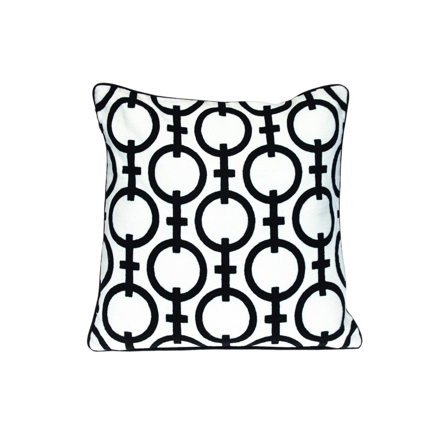 20" Black and White Geometric Cotton Throw Pillow 0.5" (L) x 20.0" (W) x 20.0" (H)