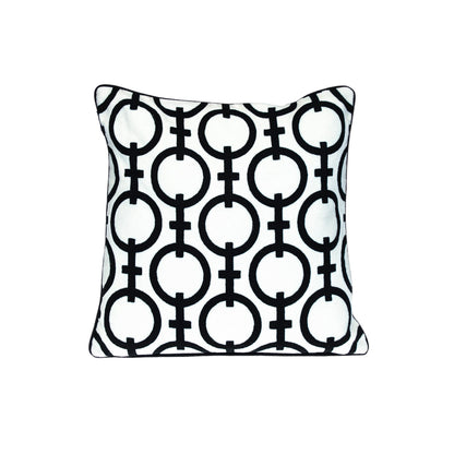 20" Black and White Geometric Cotton Throw Pillow 0.5" (L) x 20.0" (W) x 20.0" (H)