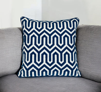 20" Blue Geometric Cotton Throw Pillow 0.5" (L) x 20.0" (W) x 20.0" (H) FurniFindUSA
