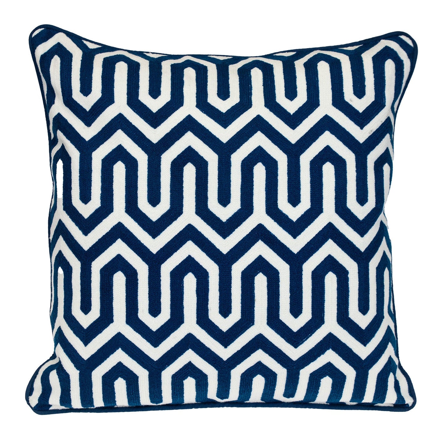 20" Blue Geometric Cotton Throw Pillow 0.5" (L) x 20.0" (W) x 20.0" (H) FurniFindUSA