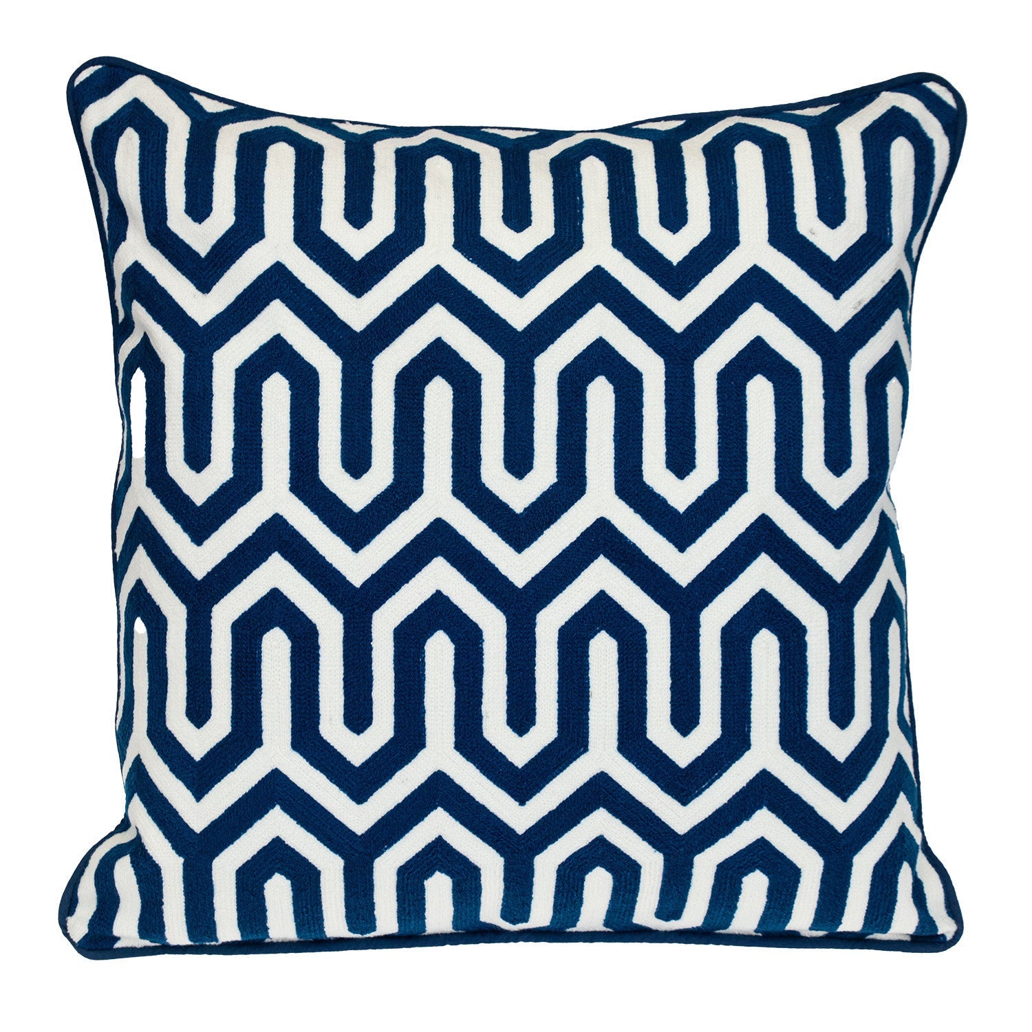 20" Blue Geometric Cotton Throw Pillow 0.5" (L) x 20.0" (W) x 20.0" (H) FurniFindUSA