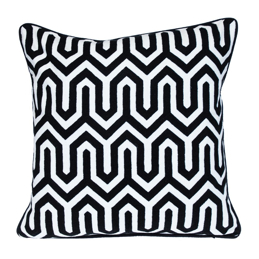 20" Black Geometric Cotton Throw Pillow — view 1