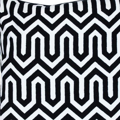 20" Black Geometric Cotton Throw Pillow